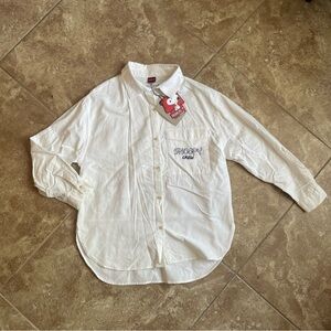 Zara White PeanutsS noopy Girl’s Button Up oversized  Shirt Size 11-12